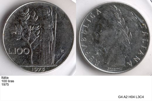 Italia - Lira 100 - 1975 - G4 A2 H04 L3C4