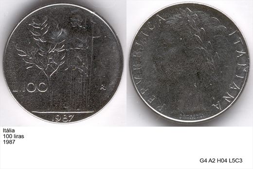 Italia - Lira 100 - 1987 - G4 A2 H04 L5C3