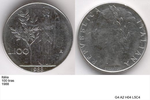Italia - Lira 100 - 1988 - G4 A2 H04 L5C4