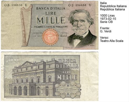Italia - Lira 1000 - 1973-02-15 - Serie OB