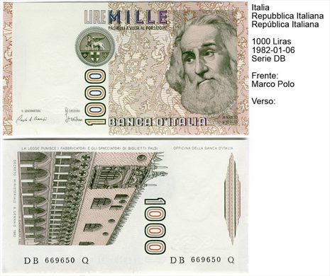 Italia - Lira 1000 - 1982-01-06 - Serie DB