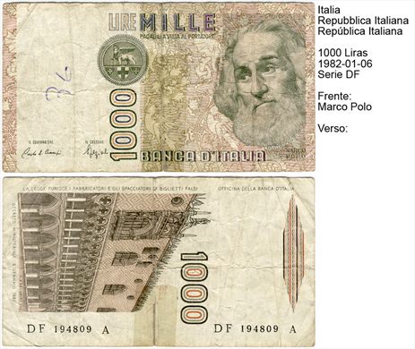 Italia - Lira 1000 - 1982-01-06 - Serie DF
