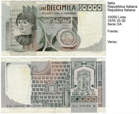 Italia - Lira 10000 - 1976-10-30 - Serie OA