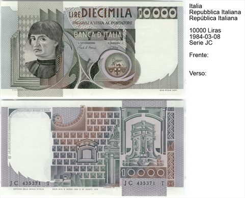 Italia - Lira 10000 - 1984-03-08 - Serie JC