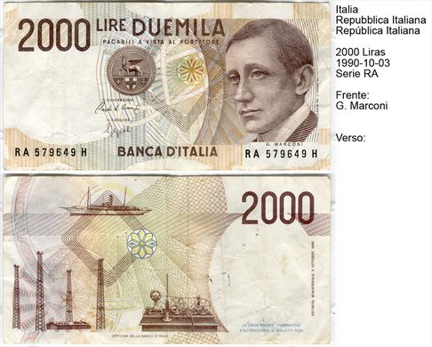 Italia - Lira 2000 - 1990-10-03 - Serie RA
