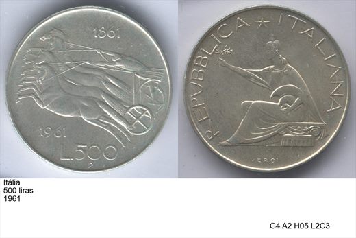 Italia - Lira 500 - 1961 - G4 A2 H05 L2C3