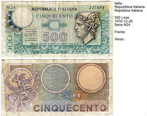 Italia - Lira 500 - 1976-12-20 - Serie N24