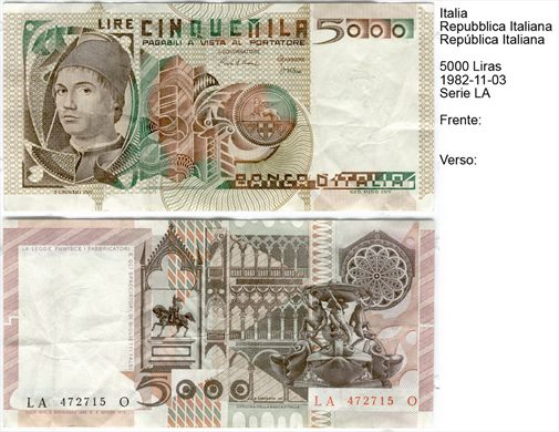 Italia - Lira 5000 - 1982-11-03 - Serie LA
