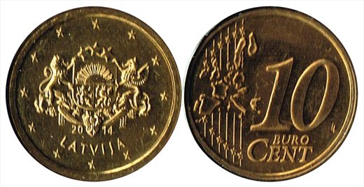 Letonia - Euro Cent 10 - 2014