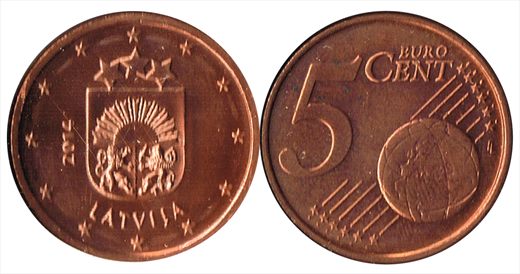 Letonia - Euro Cent 5 - 2014