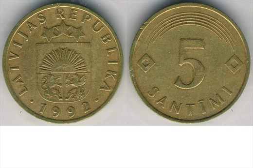 Letonia - Centimo 5 - 1992 - G6 A1 H03 L3C3
