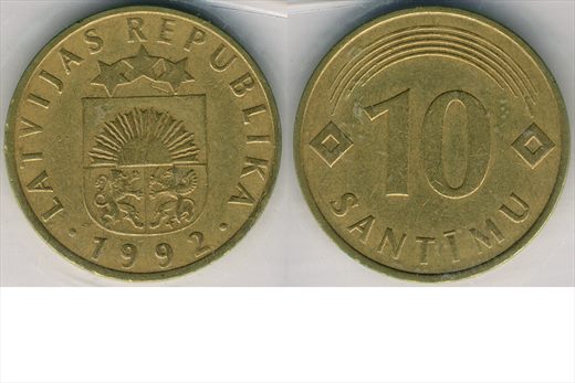 Letonia - Centimo 10 - 1992 - G6 A1 H03 L3C4