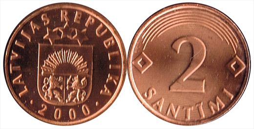 Letonia - Centimo 2 - 2000