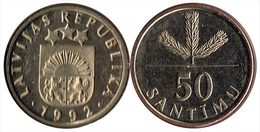 Letonia - Centimo 50 - 1992
