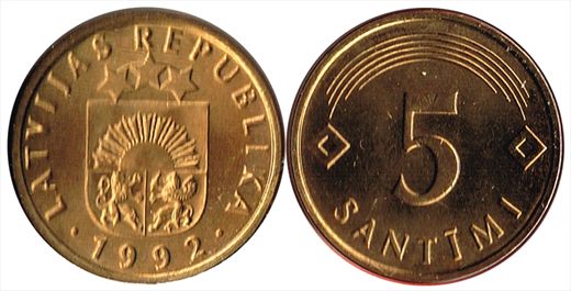 Letonia - Centimo 5 - 1992
