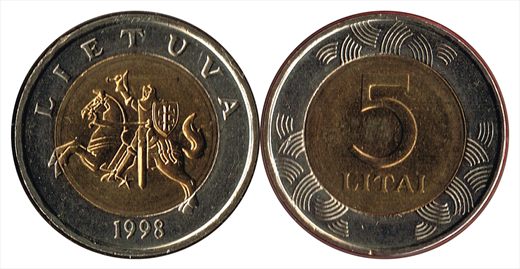 Lituania - Litas 5 - 1998