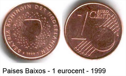 Paises Baixos - Euro Cent 1 - 1999