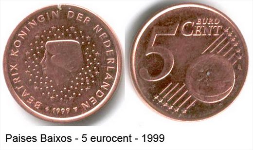 Paises Baixos - Euro Cent 5 - 1999