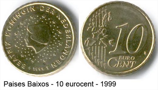Paises Baixos - Euro Cent 10 - 1999