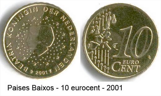 Paises Baixos - Euro Cent 10 - 2001