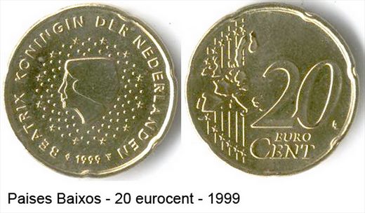 Paises Baixos - Euro Cent 20 - 1999