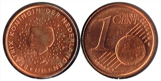 Paises Baixos - Euro Cent 1 - 2001