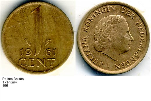Paises Baixos - Centimo 1 - 1961 - G6 A3 H04 L2C5