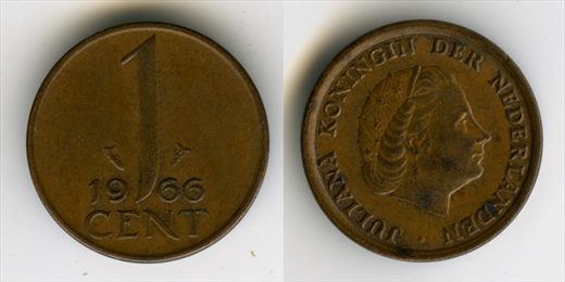 Paises Baixos - Centimo 1 - 1966
