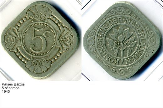 Paises Baixos - Centimo 5 - 1943 - G6 A3 H04