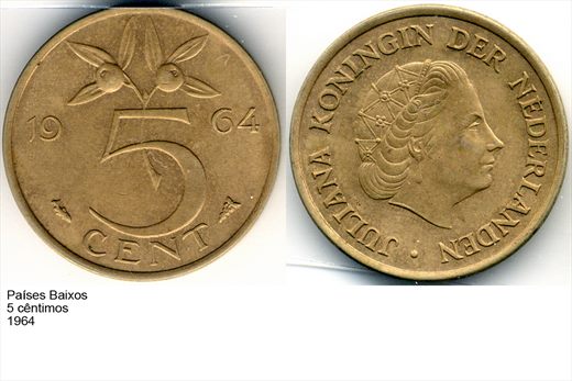 Paises Baixos - Centimo 5 - 1964 - G6 A3 H03 L7C3