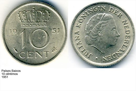 Paises Baixos - Centimo 10 - 1951 - G6 A3 H04 L3C4