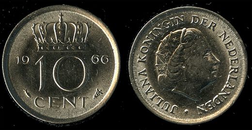 Paises Baixos - Centimo 10 - 1966
