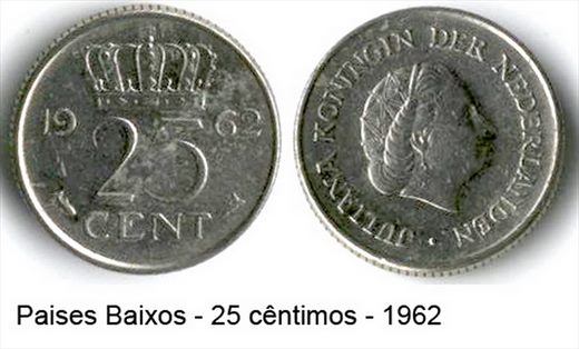 Paises Baixos - Centimo 25 - 1962