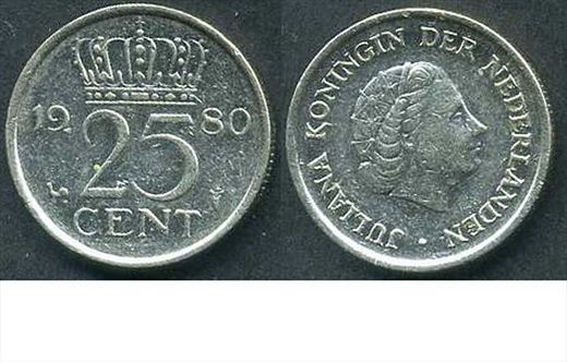 Paises Baixos - Centimo 25 - 1980