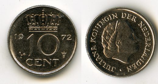 Paises Baixos - Centimo 10 - 1972