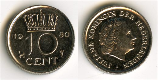 Paises Baixos - Centimo 10 - 1980