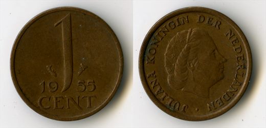 Paises Baixos - Centimo 1 - 1955