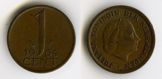 Paises Baixos - Centimo 1 - 1964