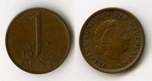 Paises Baixos - Centimo 1 - 1968