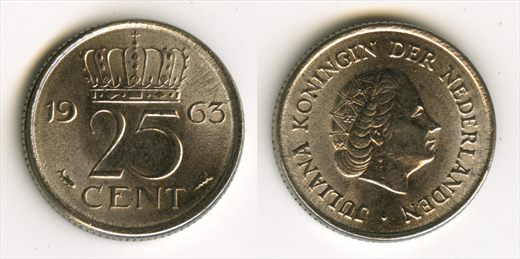Paises Baixos - Centimo 25 - 1963