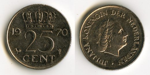 Paises Baixos - Centimo 25 - 1970
