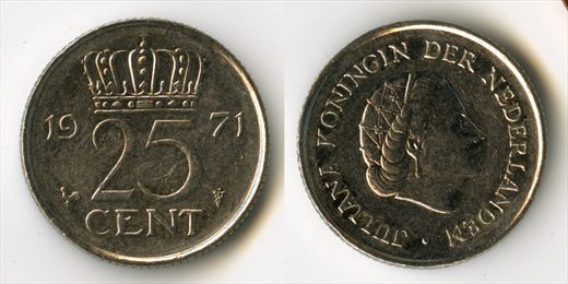 Paises Baixos - Centimo 25 - 1971
