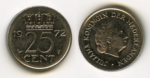 Paises Baixos - Centimo 25 - 1972
