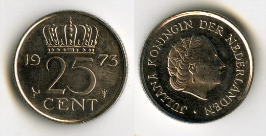 Paises Baixos - Centimo 25 - 1973