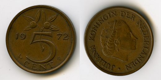 Paises Baixos - Centimo 5 - 1972