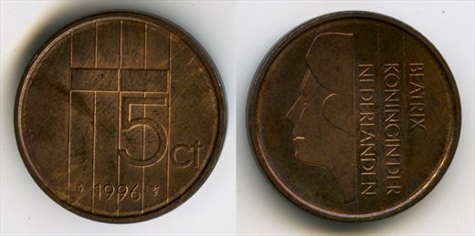 Paises Baixos - Centimo 5 - 1996