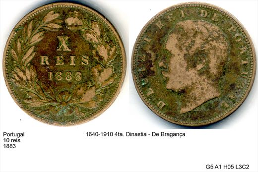 Portugal - Rei 10 - 1883 - G5 A1 H05 L3C2