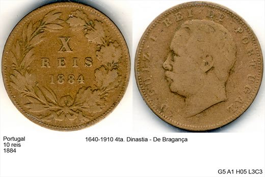 Portugal - Rei 10 - 1884 - G5 A1 H05 L3C3