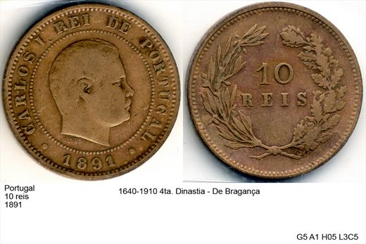 Portugal - Rei 10 - 1891 - G5 A1 H05 L3C5