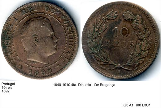 Portugal - Rei 10 - 1892 - G5 A1 H08 L3C1